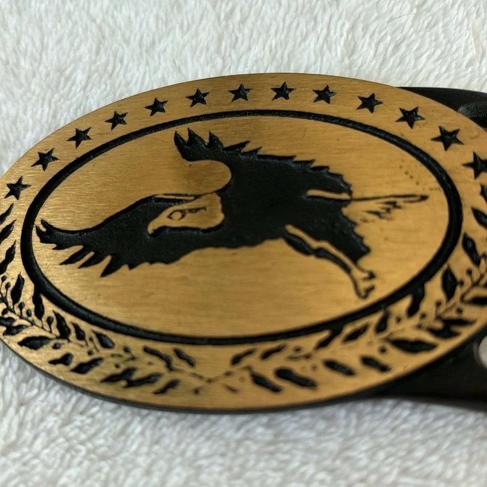 Tech Ether Guild Belt Buckle‎ 1975 Bald Eagle Brass Vintage Western USA Classic